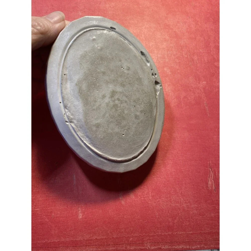 Handmade Soap Dish Cement Soap Holder Oval Bathroom Kitchen Beige